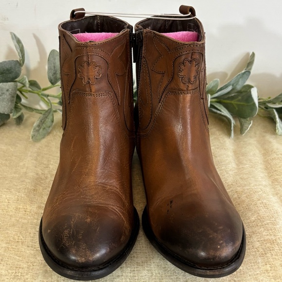 Roan Elsia Western short ankle boot brown leather women size 7 - Picture 2 of 11